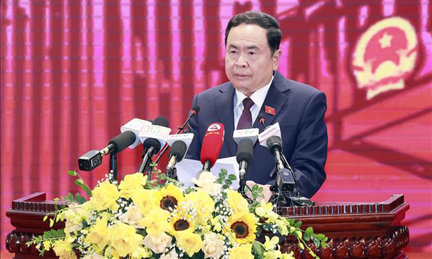 Đồng chí Trần Thanh Mẫn, Ủy viên Bộ Chính trị, Phó Chủ tịch Thường trực Quốc hội phát biểu khai mạc Hội thảo. Ảnh: Doãn Tấn/TTXVN