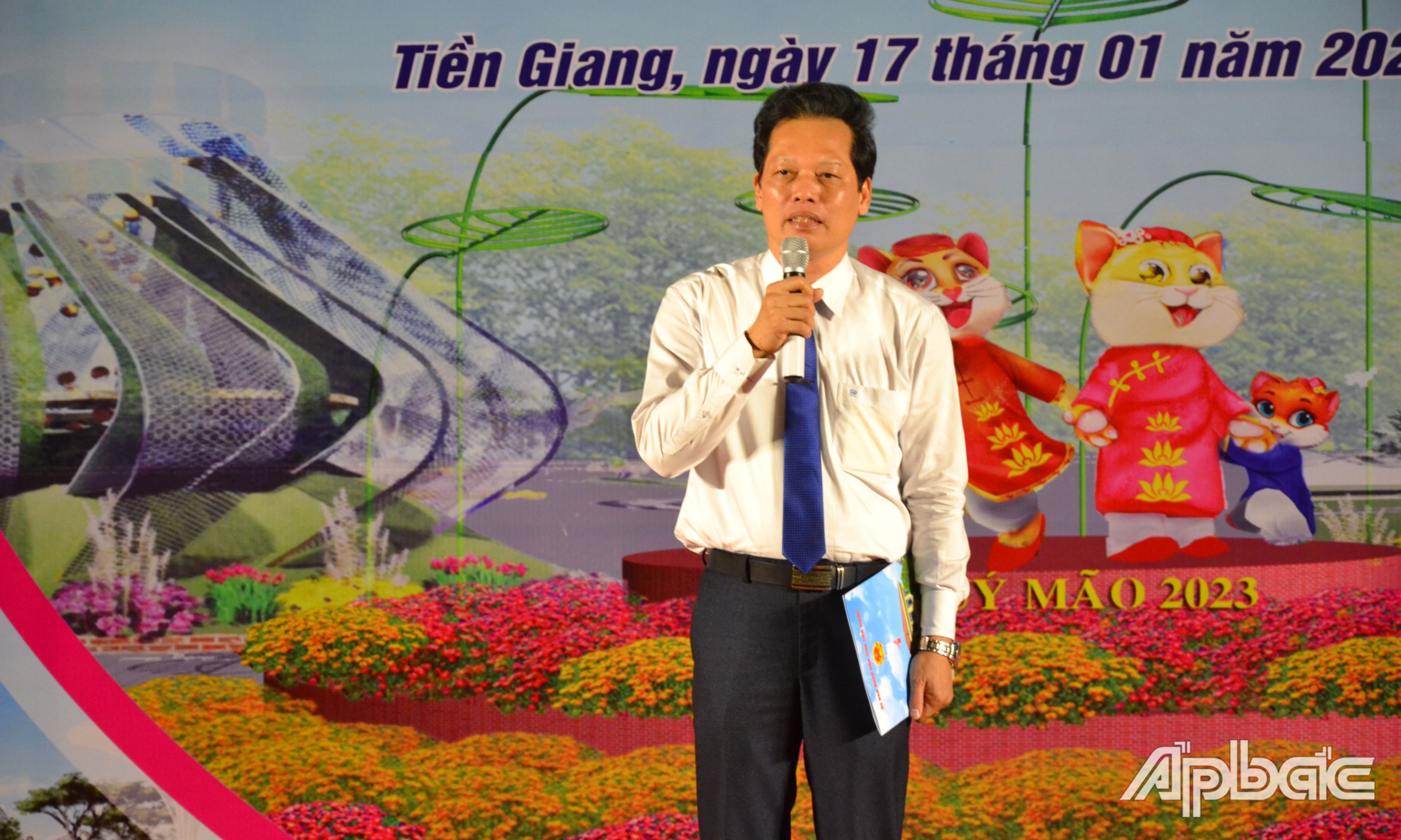 Đồng chí Nguyễn Thành Diệu Phó Chủ tịch UBND tỉnh Tiền Giang phát biểu khai mạc 