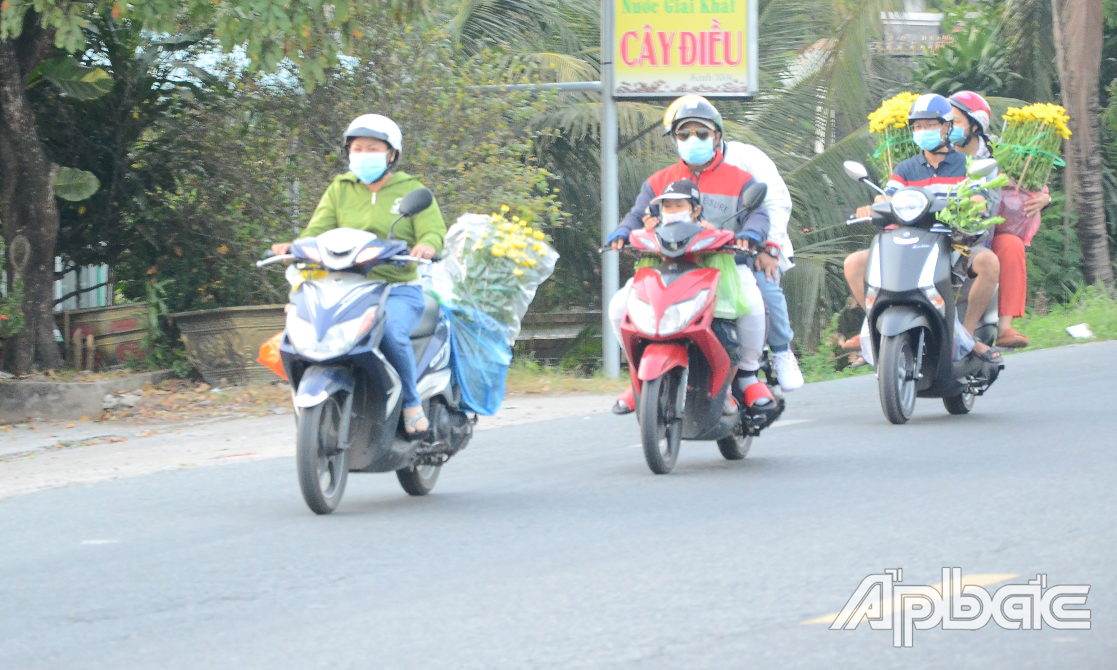Hoa tết theo người dân về nhà.