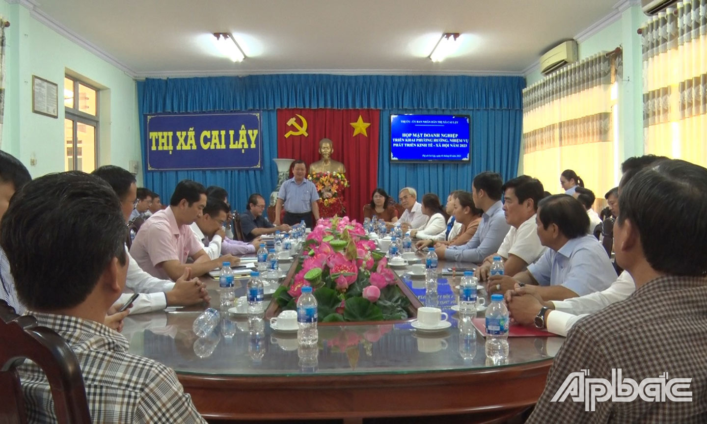 Thị ủy, UBND TX. Cai Lậy tổ chức họp mặt doanh nghiệp đầu năm 2023. 