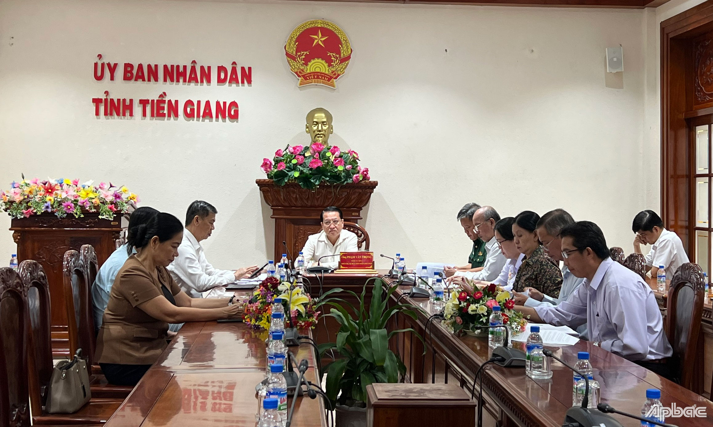 Quang cảnh hội nghị tại điểm cầu tỉnh Tiền Giang.