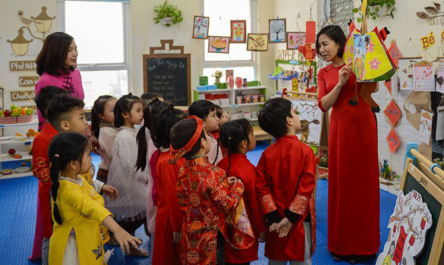 Giờ học tại Trường mầm non Xuân La, quận Tây Hồ, thành phố Hà Nội. (Ảnh MINH HÀ)