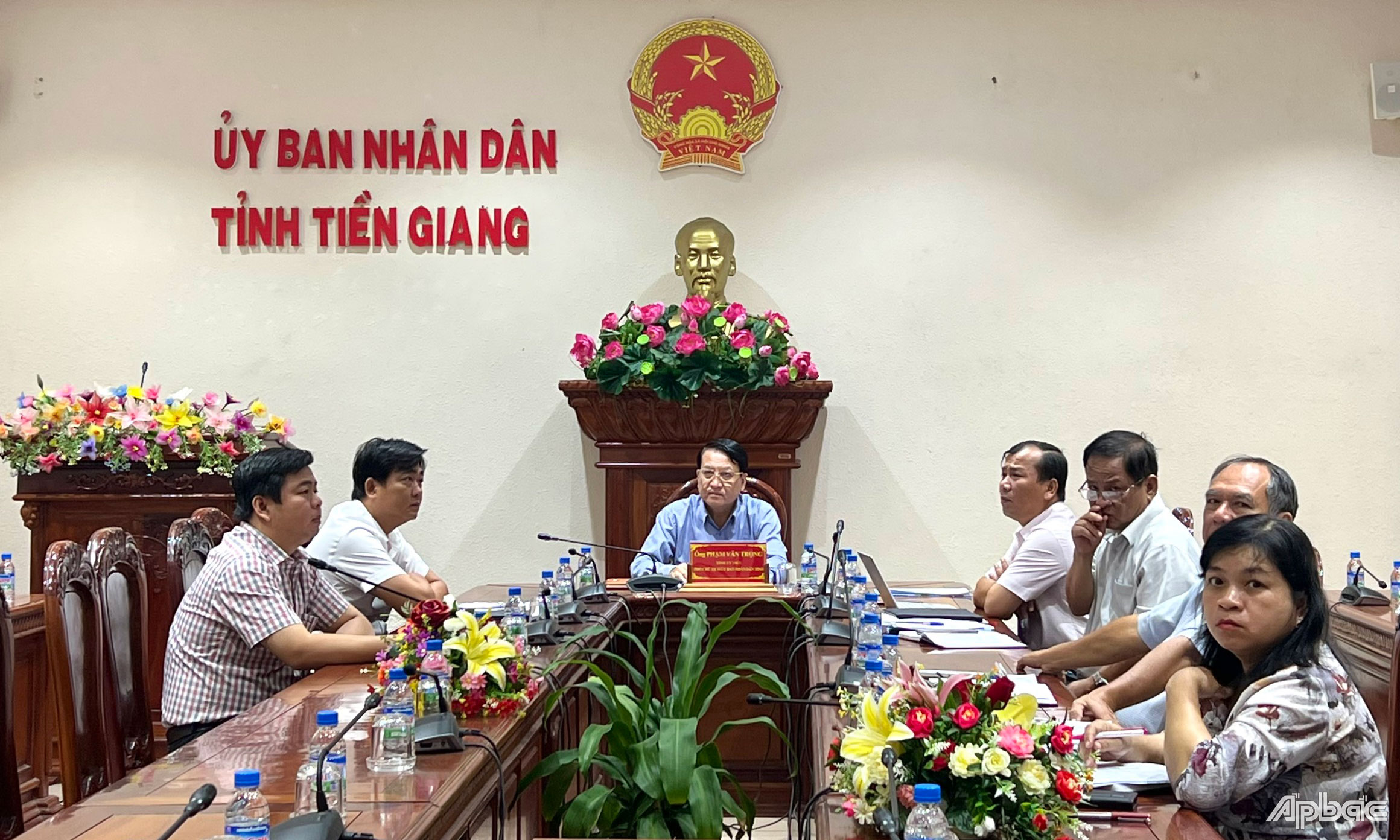 Quang cảnh hội nghị tại điểm cầu tỉnh Tiền Giang.