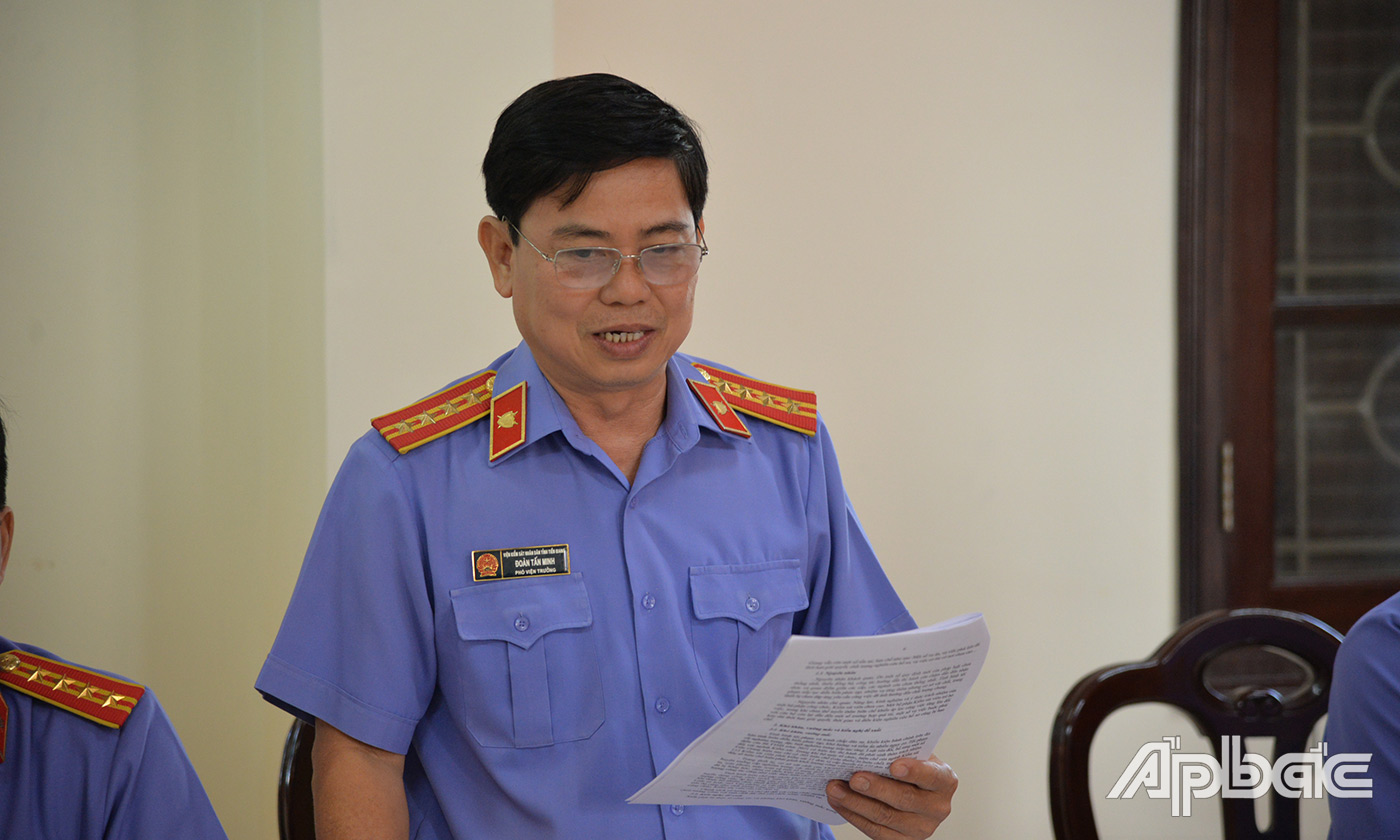 Lãnh đạo VKSND tỉnh phát biểu tại buổi làm việc