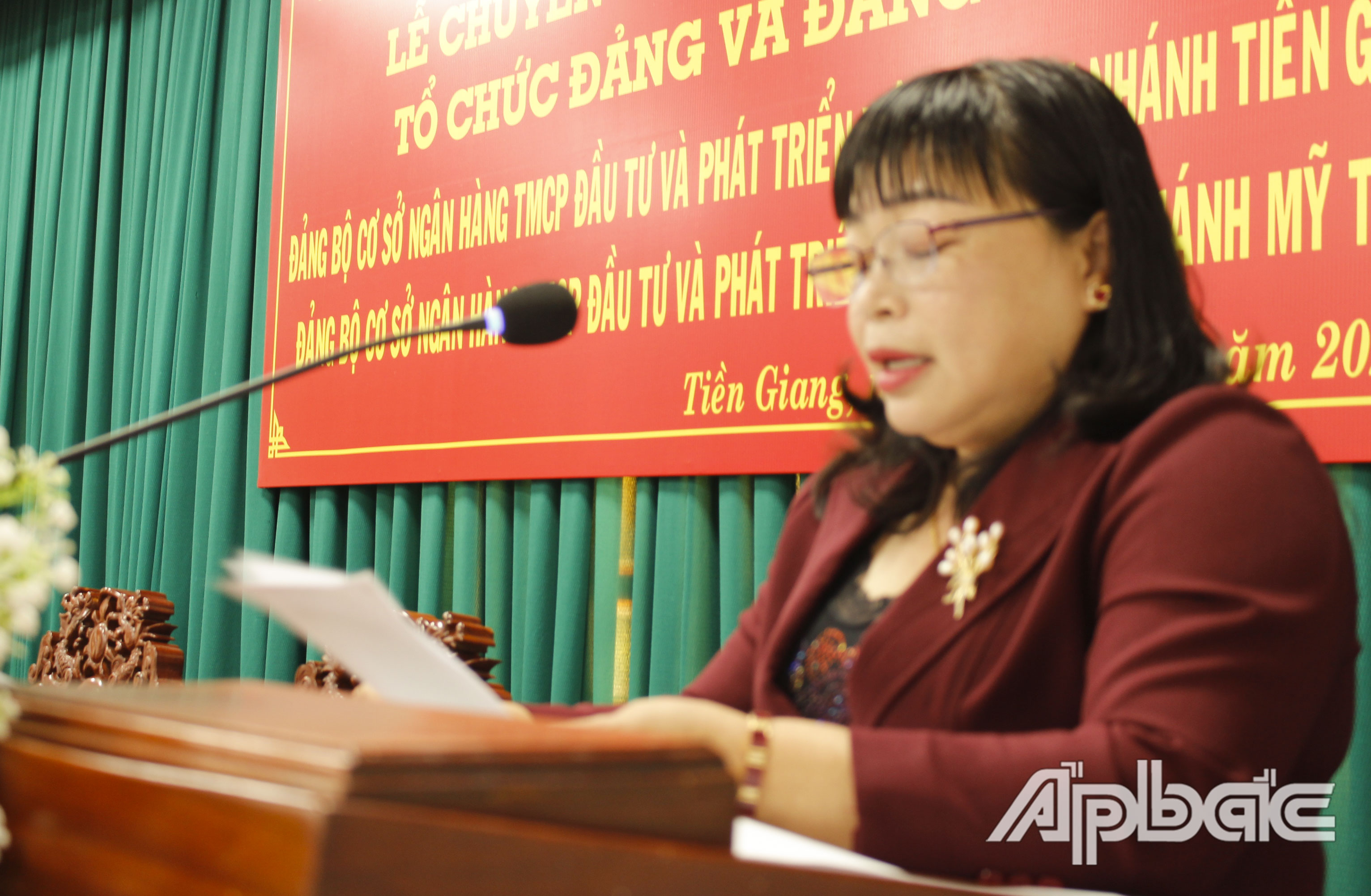 Đồng chí Thái Ngọc Bảo Trâm phát biểu tại buổi lễ