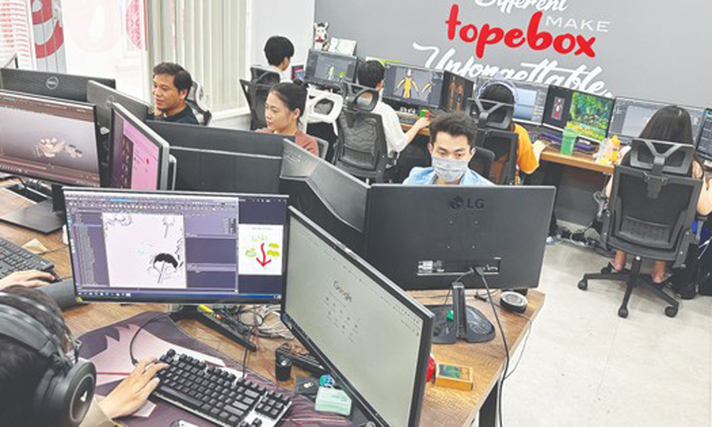 Trong Studio game Topebox, một startup chuyên về Game của Việt Nam có trụ sở tại quận Gò Vấp, TPHCM. Ảnh: TẤN BA