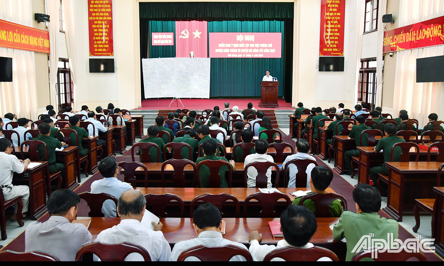Quang cảnh Hội nghị triển khai ý định Diễn tập KVPT năm 2023.