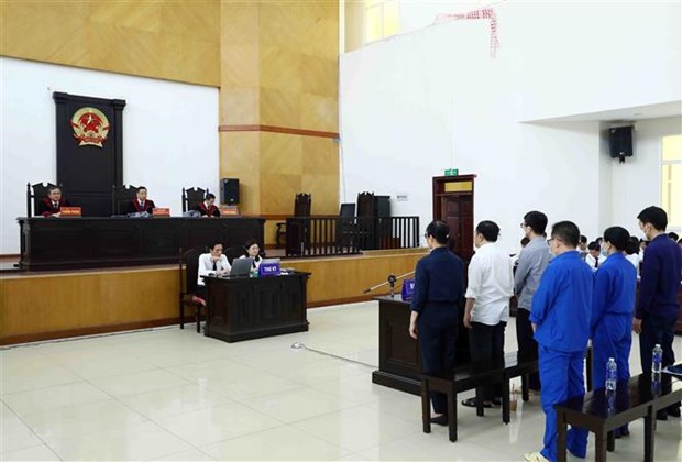 Quang cảnh phiên tòa xét xử phúc thẩm vụ án xảy ra tại Bệnh viện Đa khoa tỉnh Đồng Nai và Công ty AIC. (Ảnh: Phạm Kiên/TTXVN)