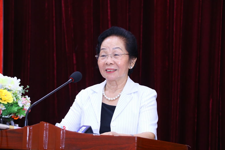 GS.TS Nguyễn Thị Doan, nguyên Phó Chủ tịch nước, Chủ tịch Hội Khuyến học Việt Nam. Ảnh: VA