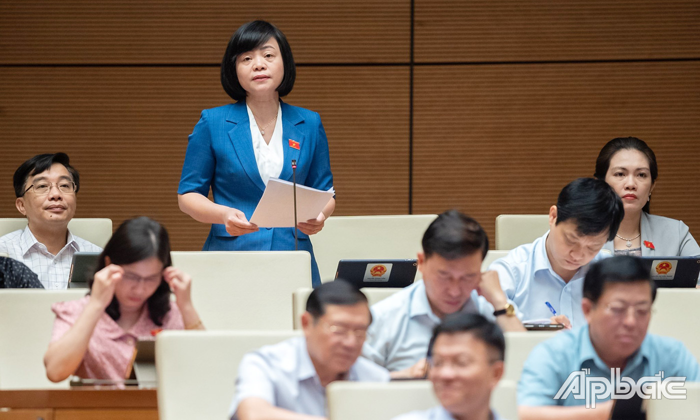Đại biểu Nguyễn Thanh Cầm phát biểu ý kiến tại hội trường