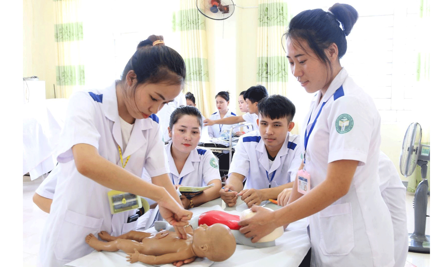 Một giờ thực hành của sinh viên y dược. Ảnh: TTXVN