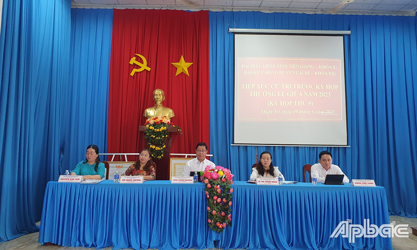 Đại biểu HĐND tỉnh, huyện nghe ý kiến cử tri phát biểu.