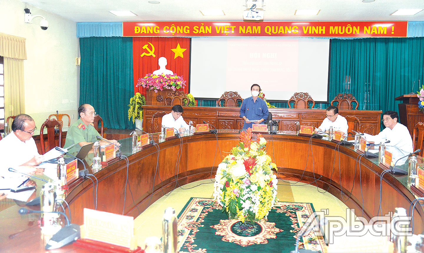 Ngày 4-7-2022, Ban Thường vụ Tỉnh ủy Tiền Giang khóa XI tổ chức Hội nghị triển khai Quyết định thành lập Ban Chỉ đạo tỉnh về phòng, chống tham nhũng, tiêu cực.                                     Ảnh: Văn Thảo        