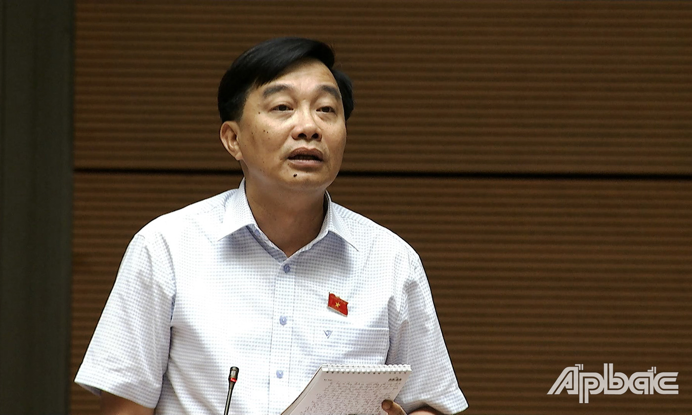 Đại biểu Nguyễn Minh Sơn phát biểu ý kiến tại hội trường