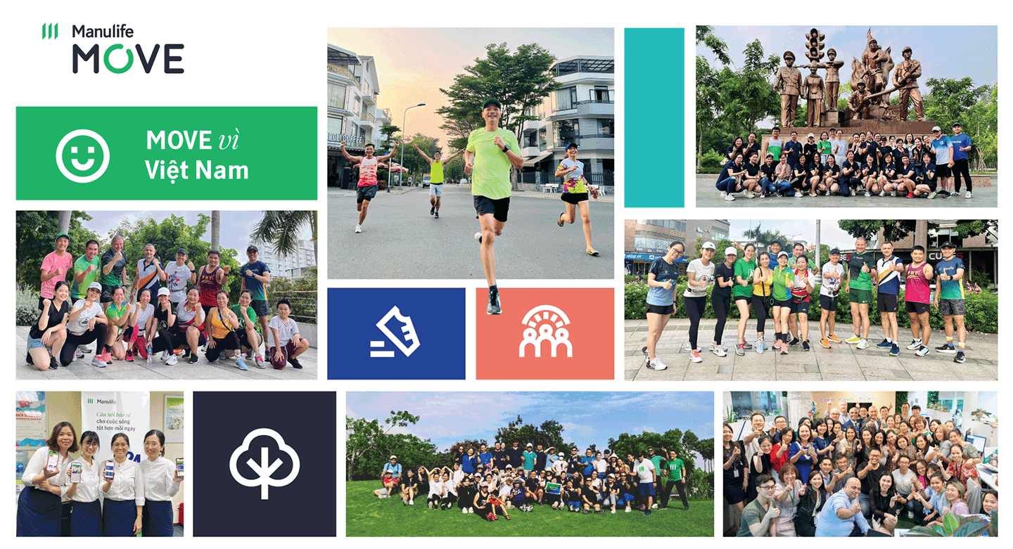 Nhân viên Manulife tham gia thử thách “Move vì Việt Nam”.