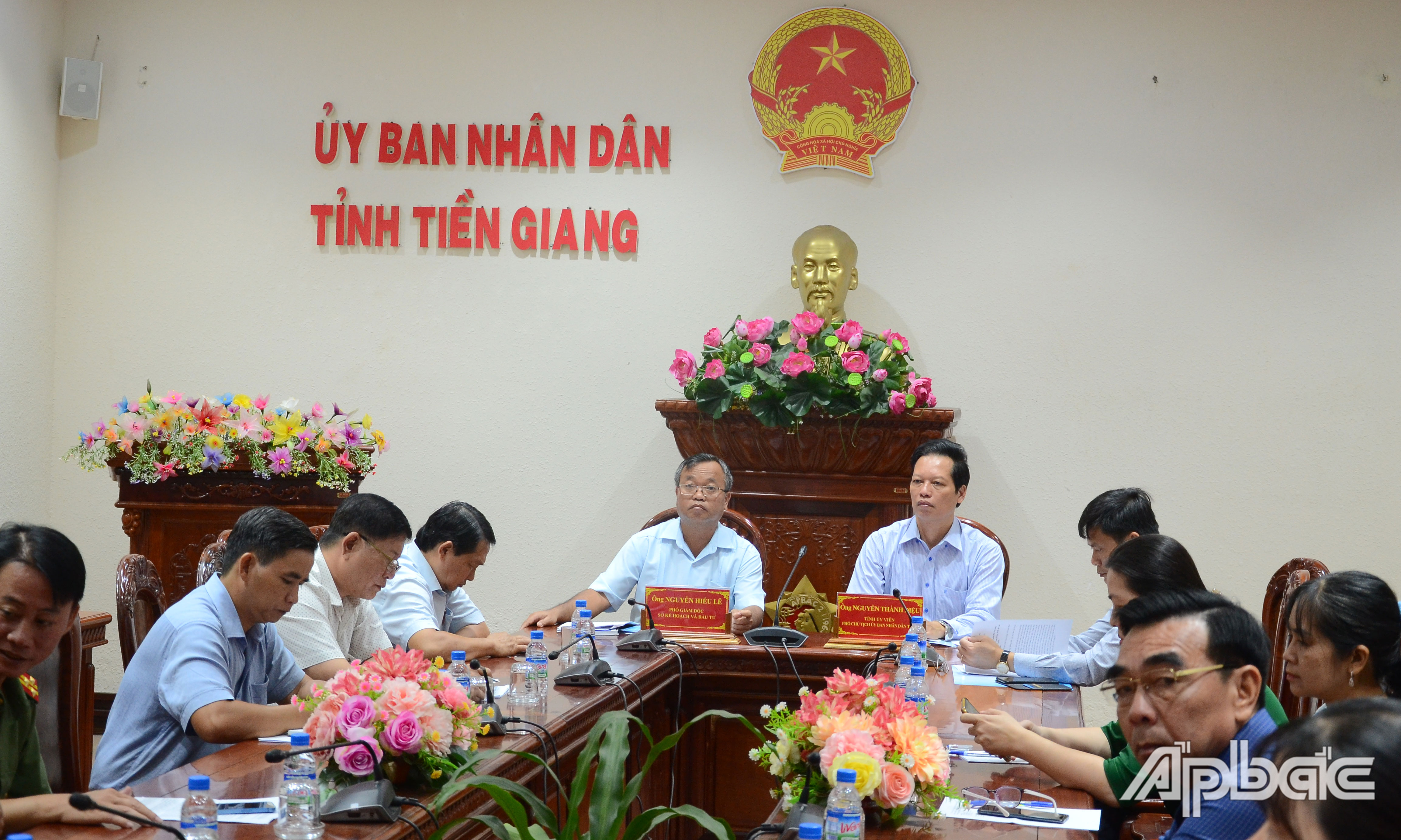 Quang cảnh buổi làm việc tại điểm cầu tỉnh Tiền Giang.