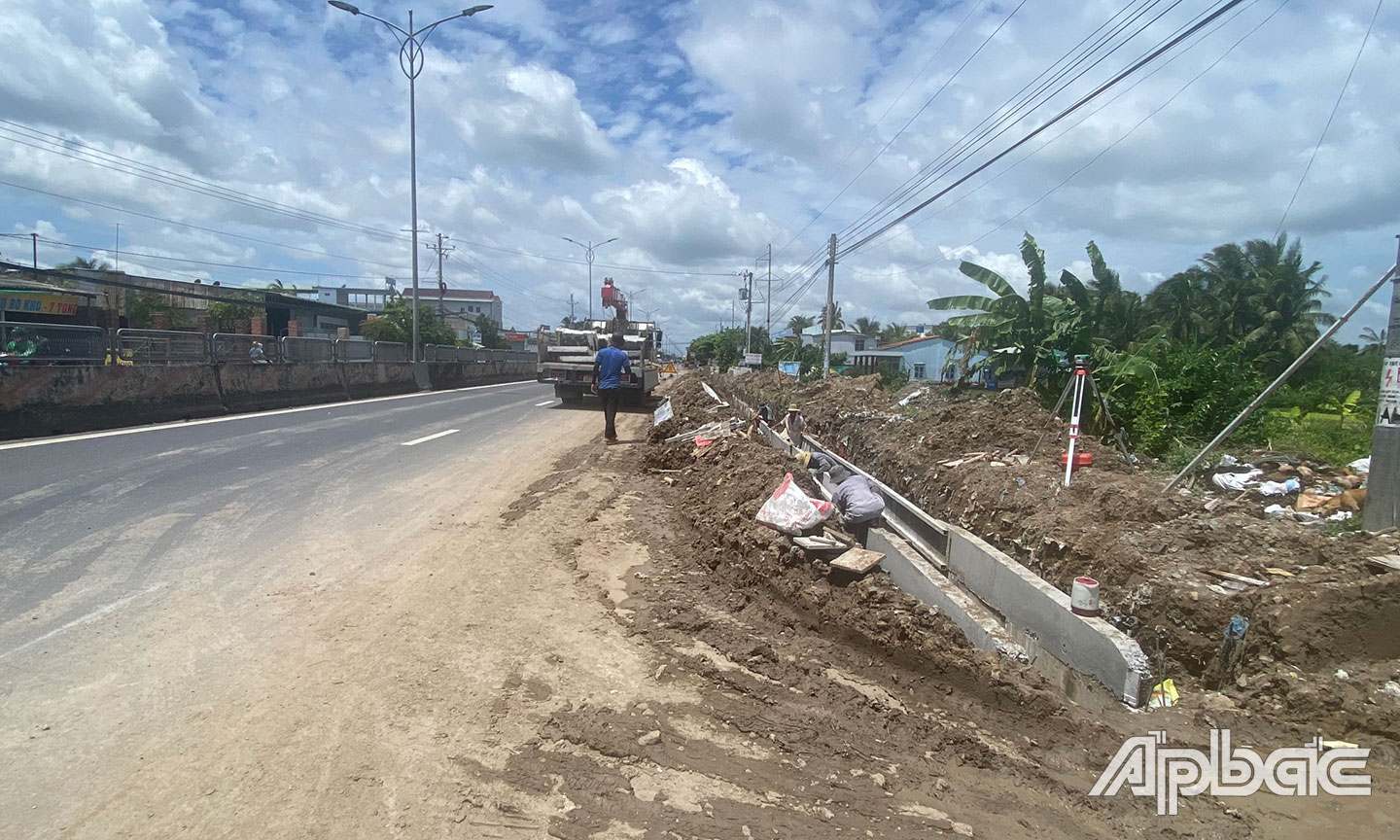 Đoạn cống do Công ty Thành Công đang thi công. Ảnh chụp trước 31-7-2023.