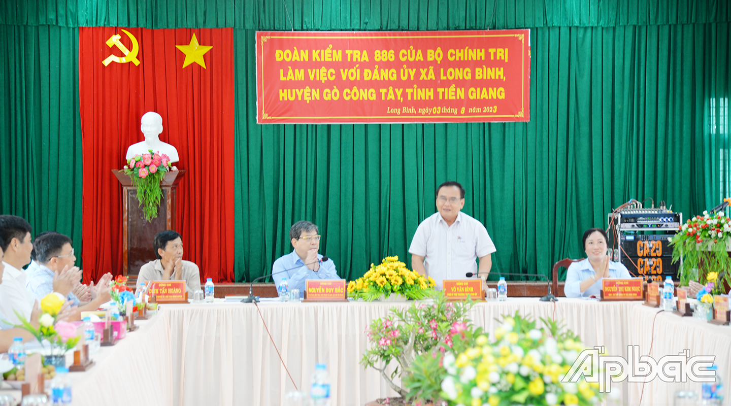 Đồng chí Võ Văn Bình phát biểu tại buổi kiểm tra