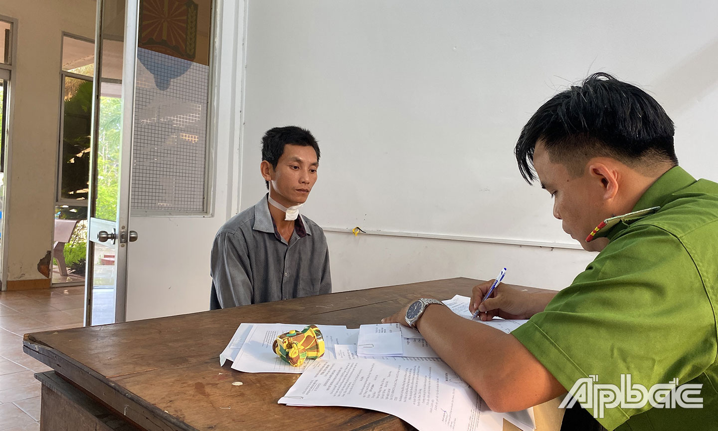 Đối tượng Nghiêm tại cơ quan Công an.