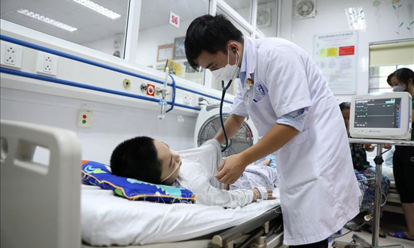 Điều trị sốt xuất huyết cho bệnh nhi tại bệnh viện Đa khoa Xanh Pôn. Ảnh tư liệu: Minh Quyết/TTXVN