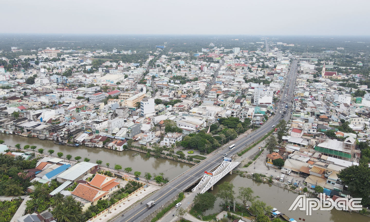 Một góc TX. Cai Lậy nhìn từ trên cao.