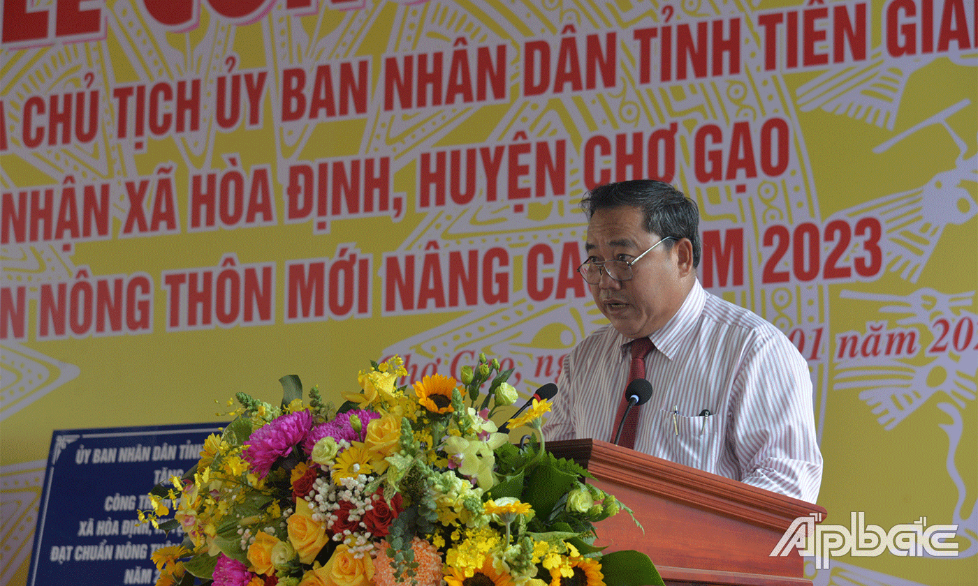Phó Chủ tịch UBND huyện Chợ Gạo Nguyễn Văn Nhỏ phát biểu.