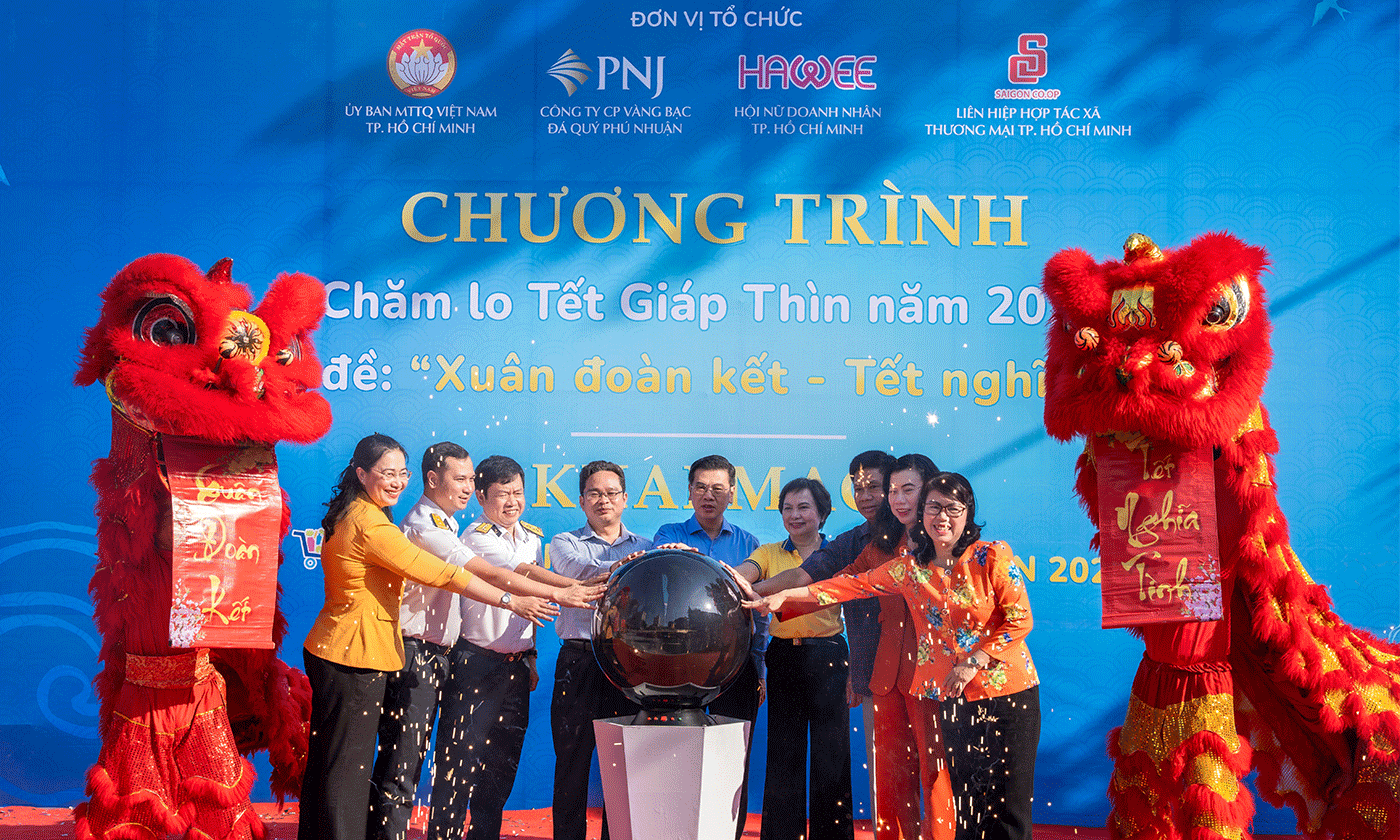 Nghi thức Khai mạc Chương trình chăm lo Tết “Xuân đoàn kết – Tết Nghĩa tình” và Chương trình “Siêu thị mini 0 đồng – Tết Giáp Thìn 2024”.