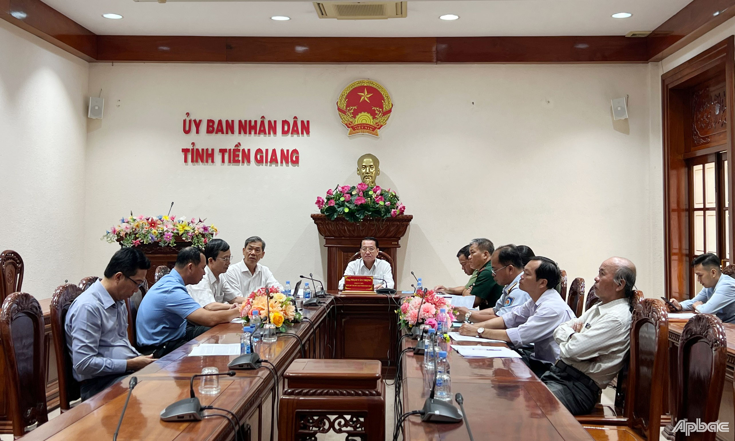 Quang cảnh cuộc họp tại điểm cầu Tiền Giang.