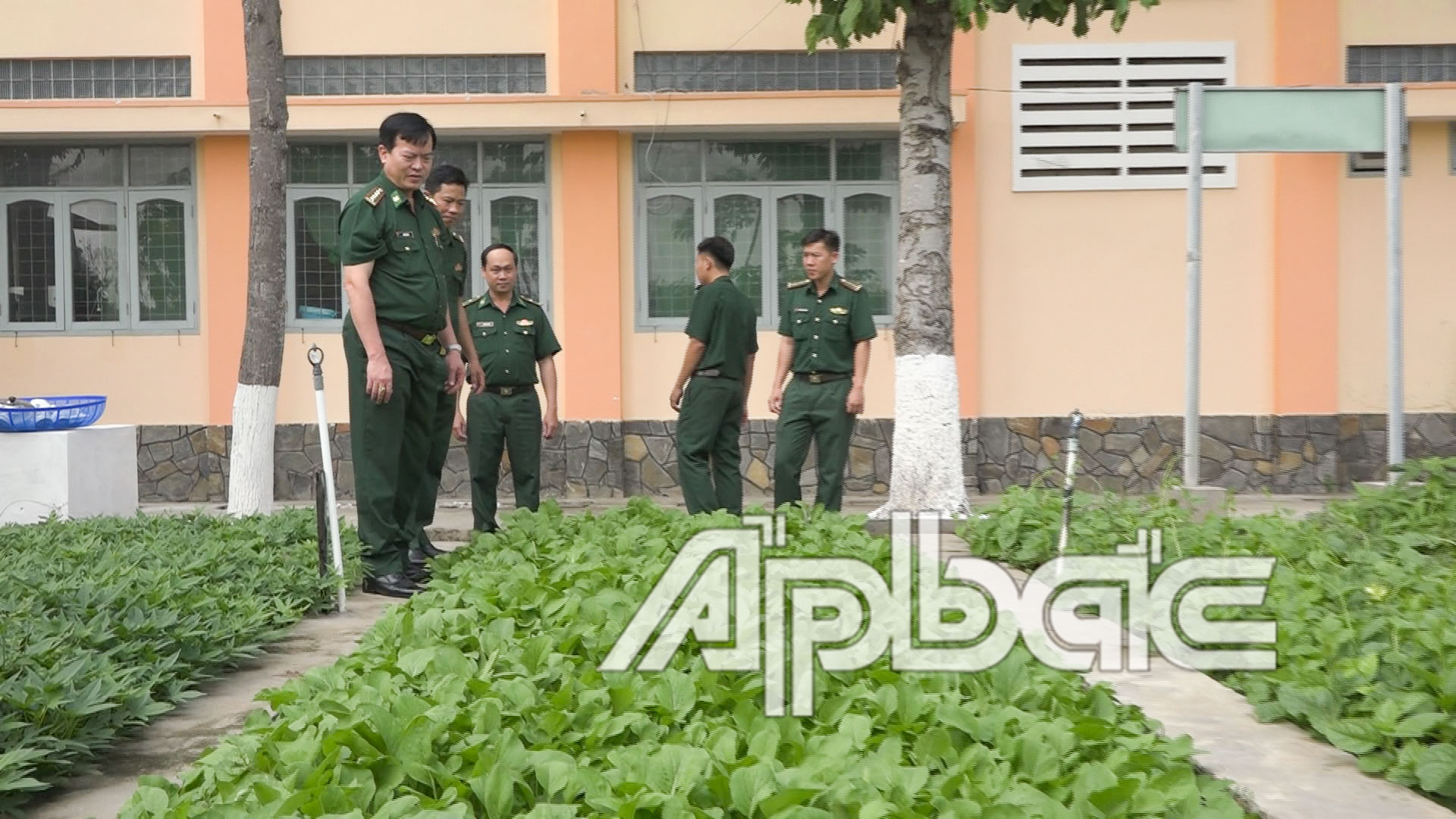 Kiểm tra khu tăng gia sản xuất, vườn rau của đơn vị.