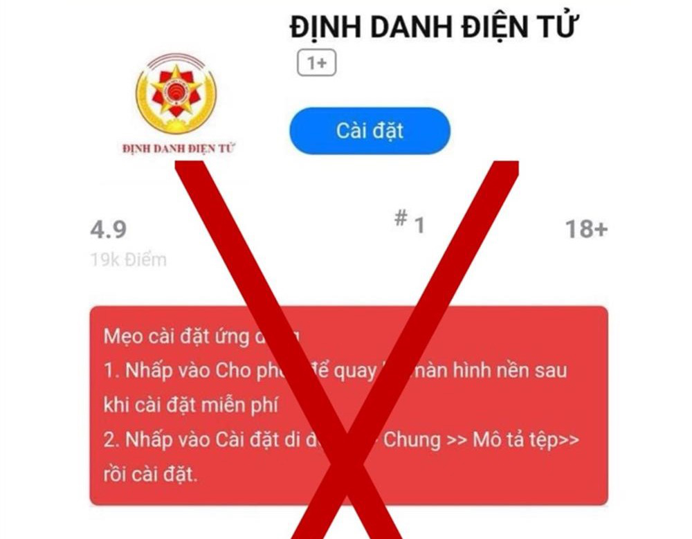 Một giao diện của ứng dụng định danh điện tử VNeID giả mạo.