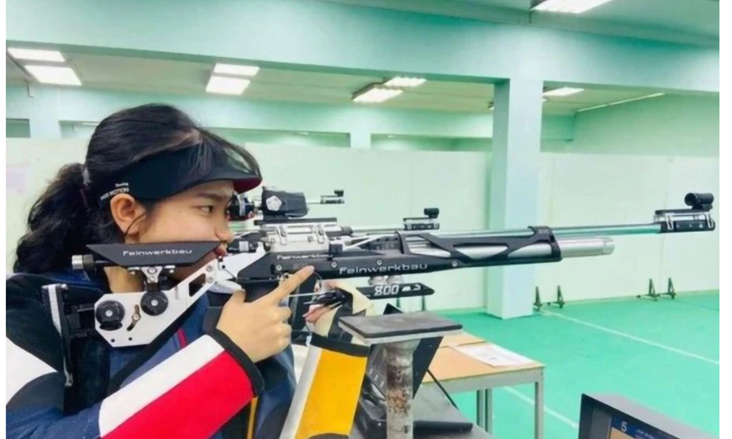 Xạ thủ Lê Thị Mộng Tuyền giành suất tham dự Olympic Paris 2024. (Ảnh VTV)