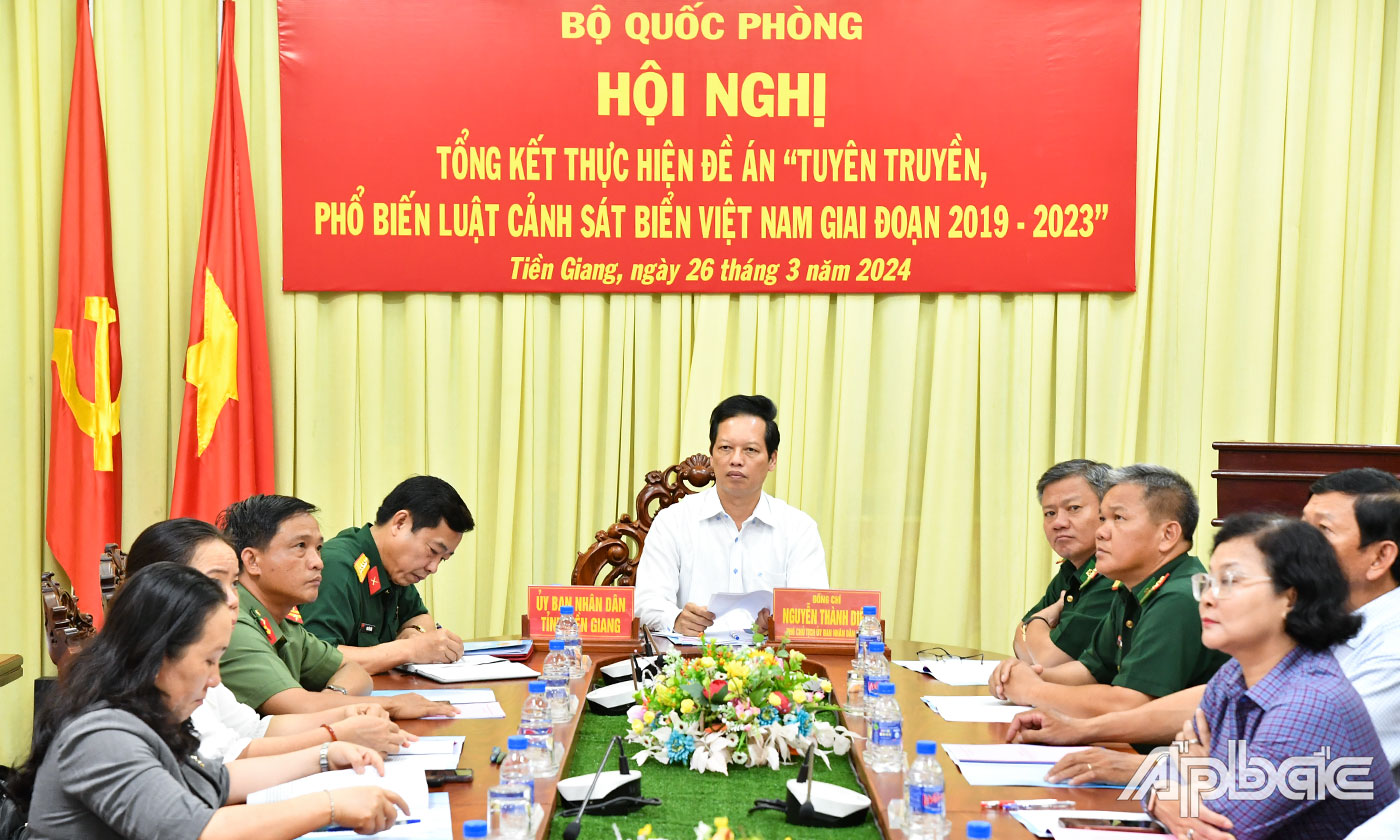 Đồng chí Nguyễn Thành Diệu, Phó Chủ tịch UBND tỉnh dự tại điểm cầu Tiền Giang.