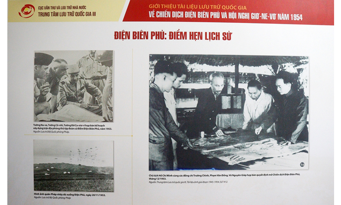 Trưng bày khối tài liệu tài liệu lưu trữ quốc gia về Chiến dịch Điện Biên Phủ và Hội nghị Geneva bảo quản tại Trung tâm Lưu trữ Quốc gia III.  