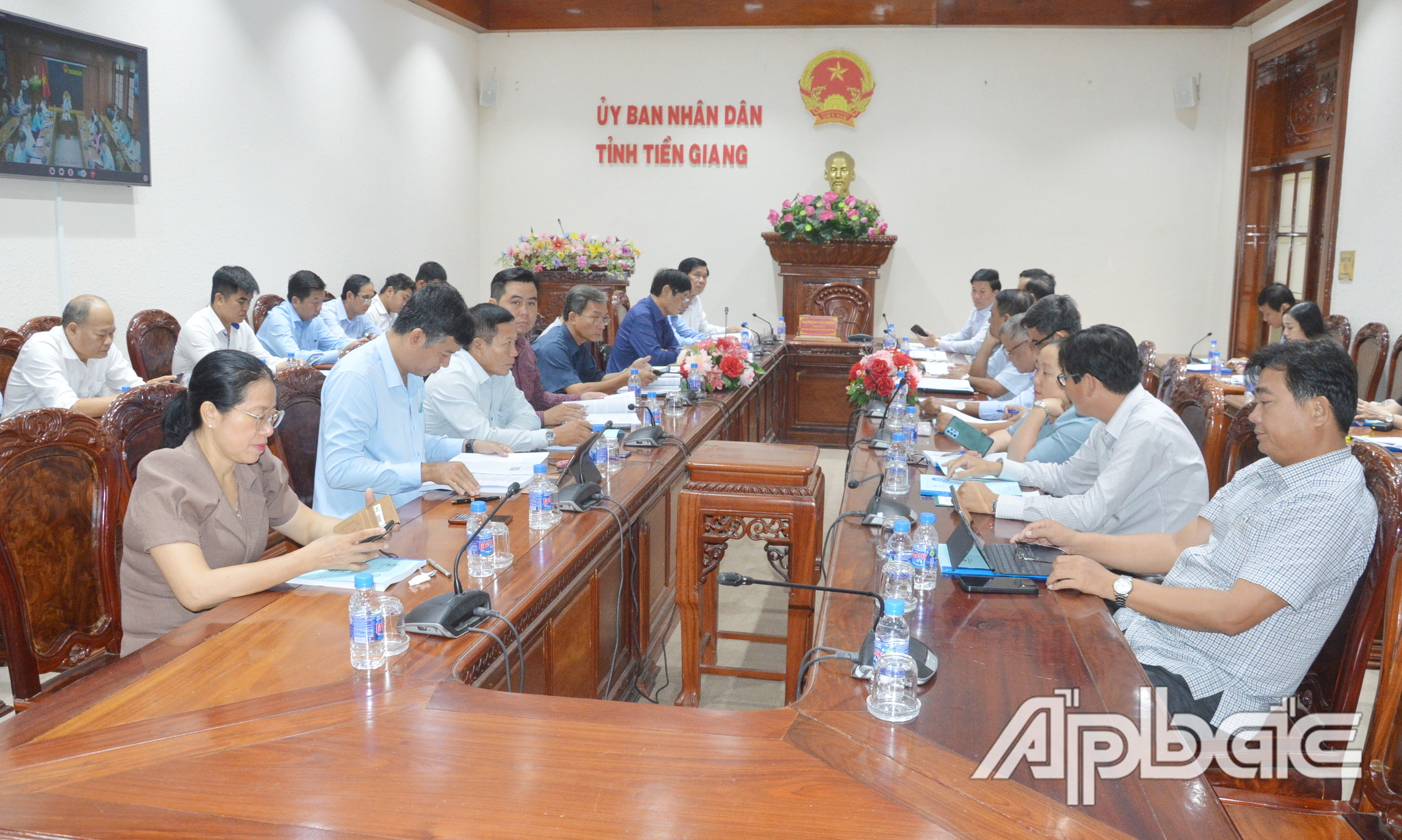 Quang cảnh hội nghị tại điểm cầu tỉnh Tiền Giang.
