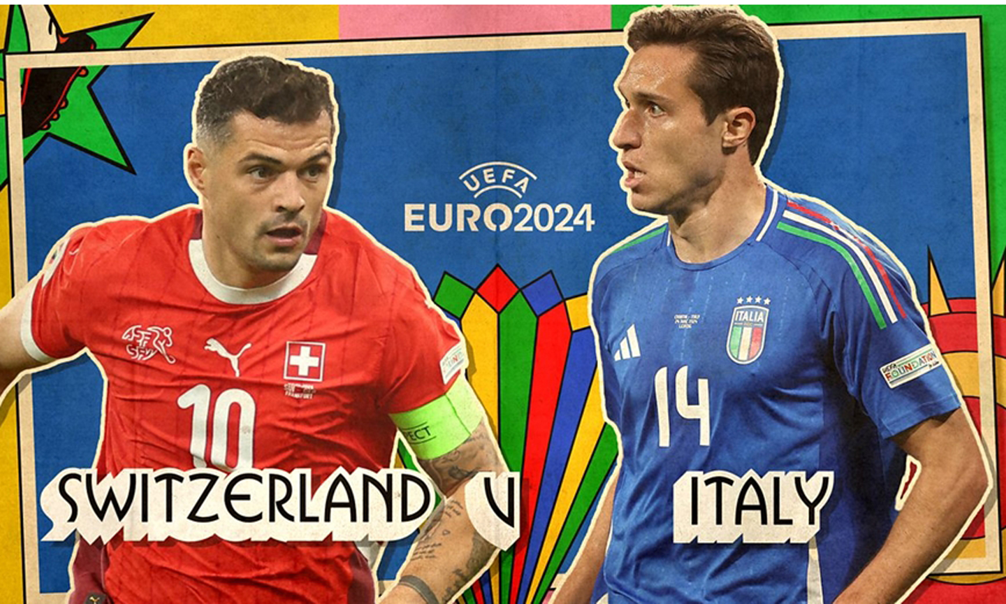 Vòng 1/8 Euro 2024 sẽ bắt đầu bằng trận Thụy Sĩ và Italy. Ảnh: BBC Sport 
