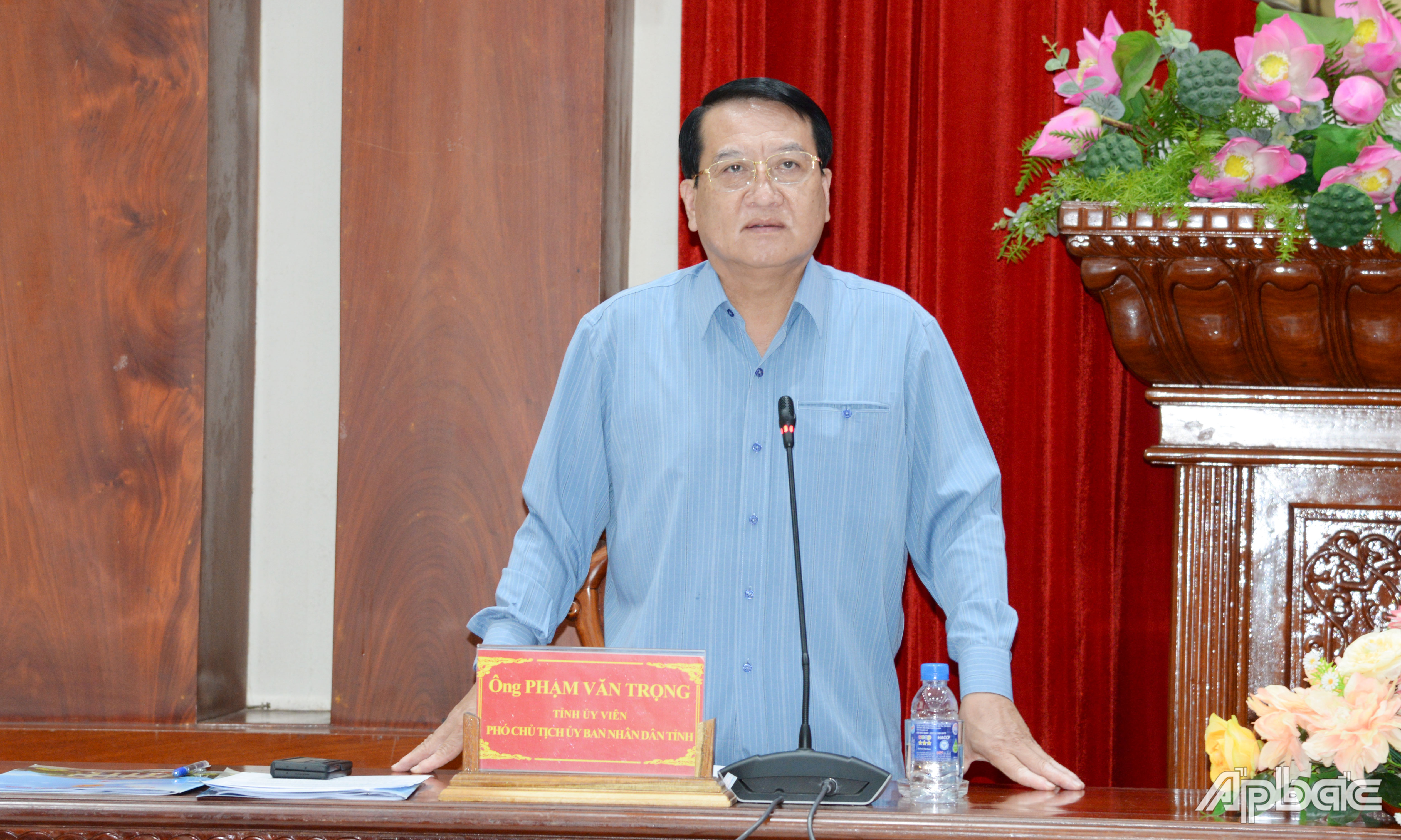 Đồng chí Phạm Văn Trọng phát biểu tại hội nghị.