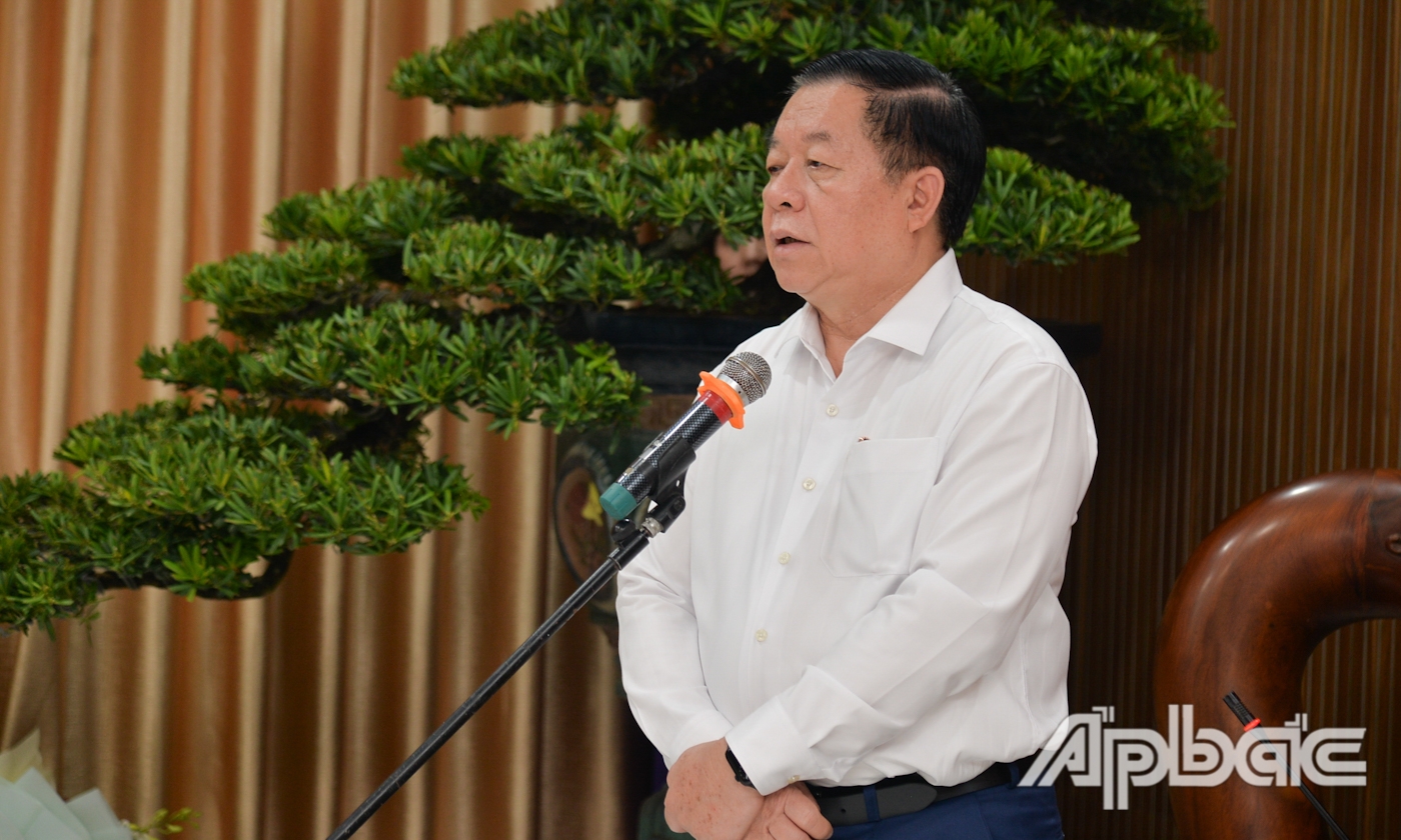 Đồng chí Nguyễn Trọng Nghĩa phát biểu tại chuyến thăm.