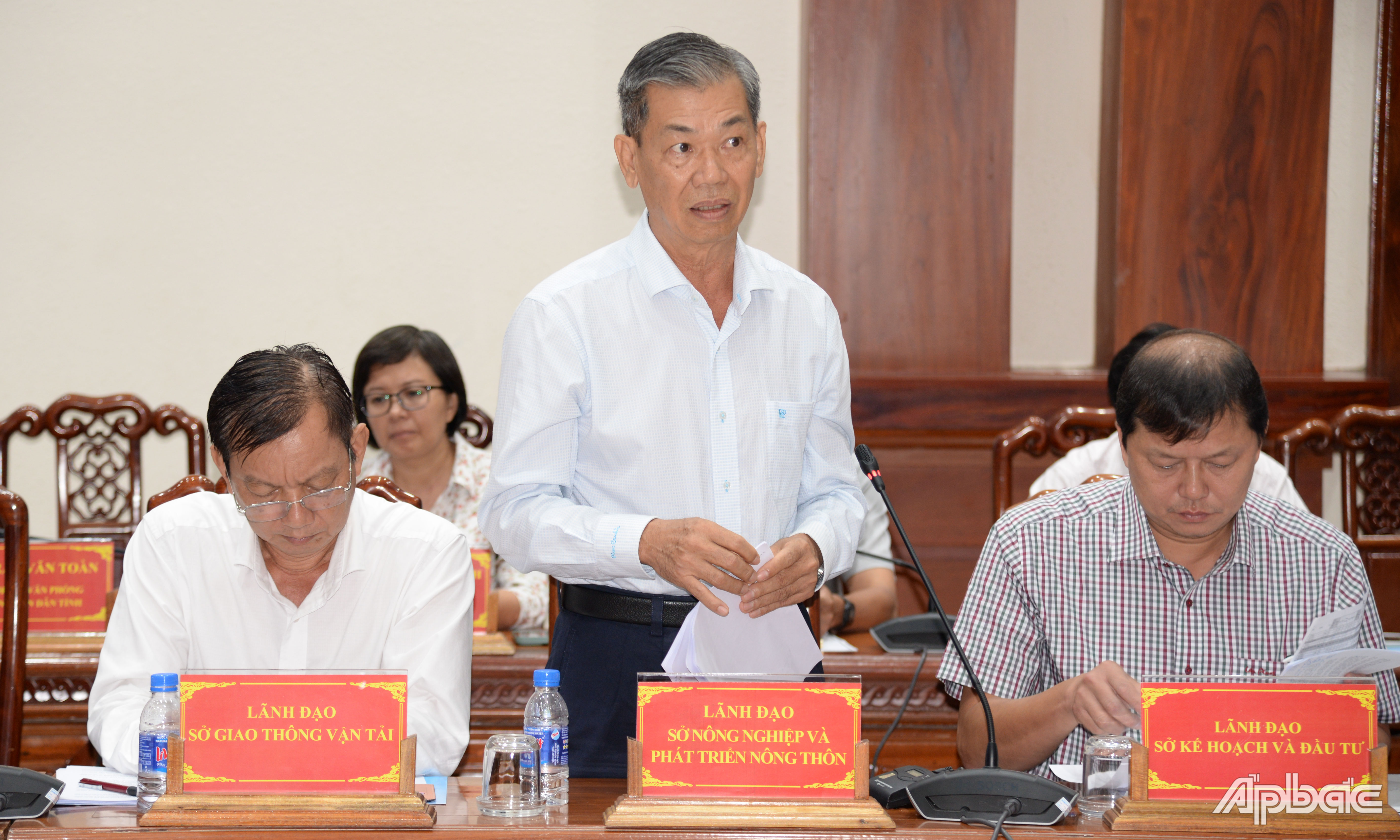 Giám đốc Sở Nông nghiệp và Phát triển nông thôn tỉnh Tiền Giang Nguyễn Văn Mẫn phát biểu tại hội nghị.