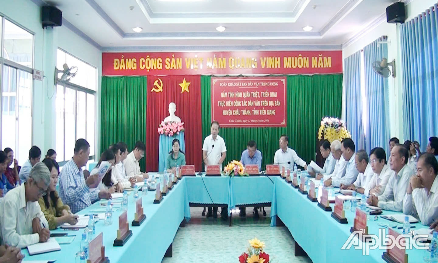 Ban Dân vận Trung ương làm việc tại huyện Châu Thành.