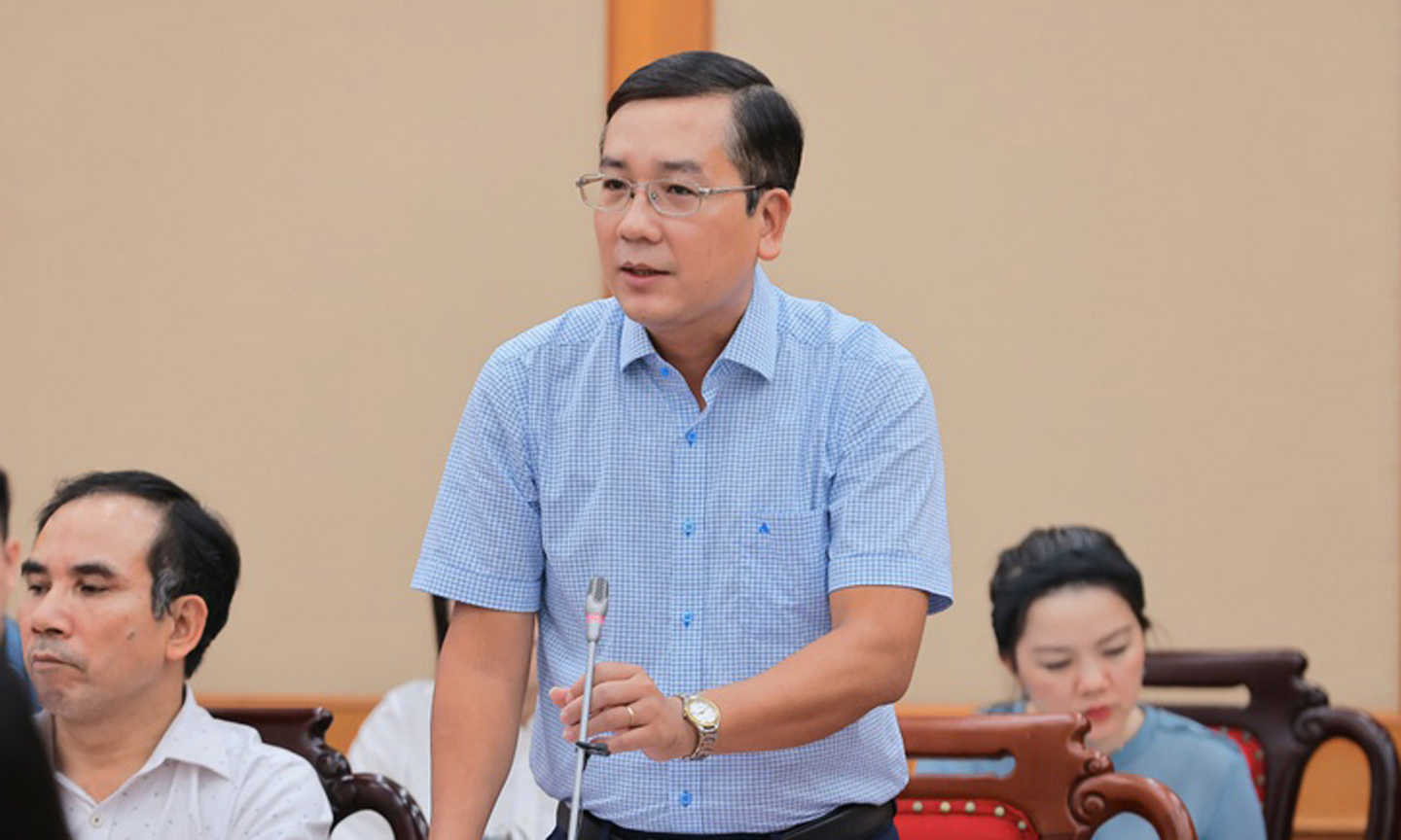 Ông Nghiêm Thanh Hải, Phó Trưởng ban Quản lý chất lượng và đánh giá sự phù hợp, Ủy ban Tiêu chuẩn Đo lường Chất lượng Quốc gia trả lời câu hỏi của phóng viên - Ảnh: VGP/Hoàng Giang