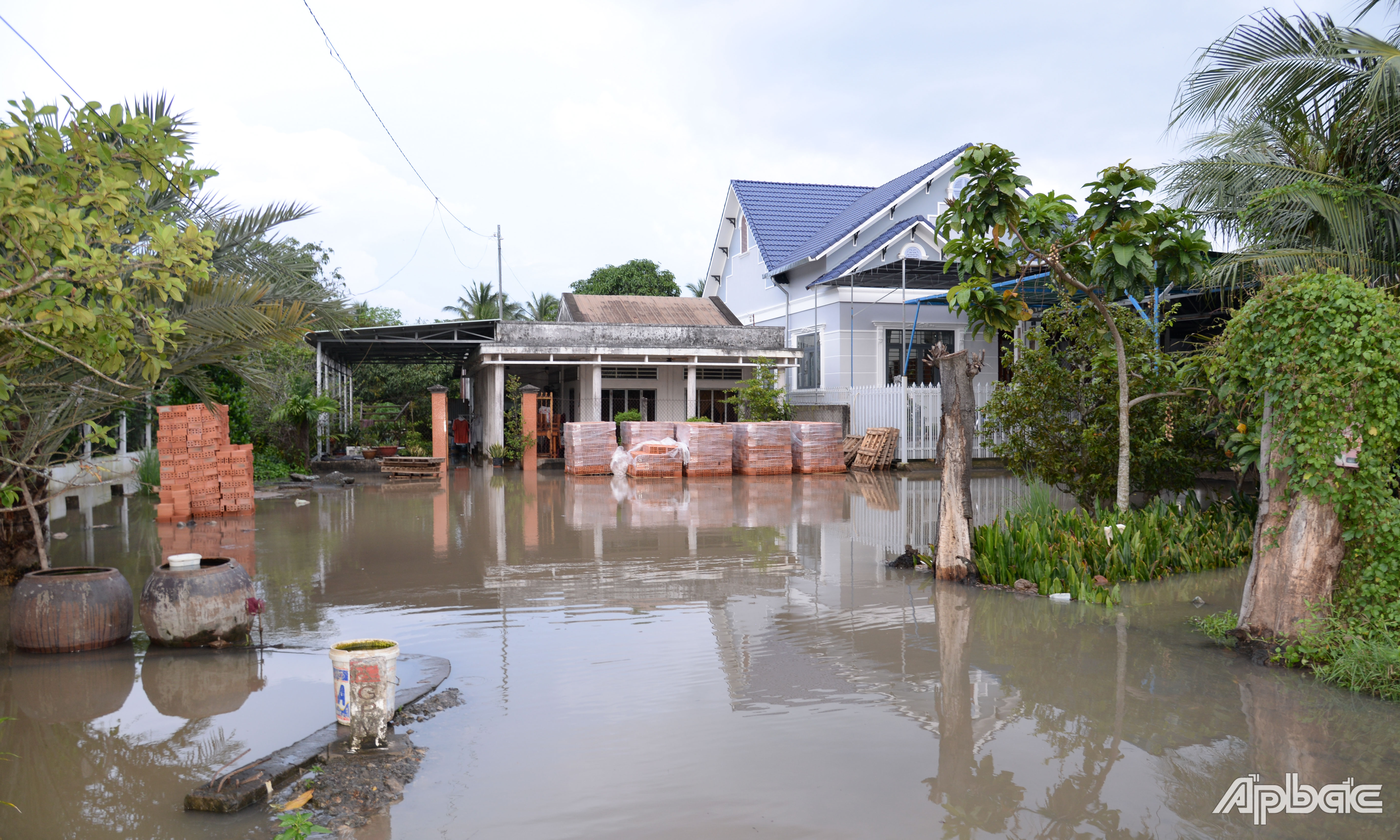 Biển nước bao vây nhà người dân.