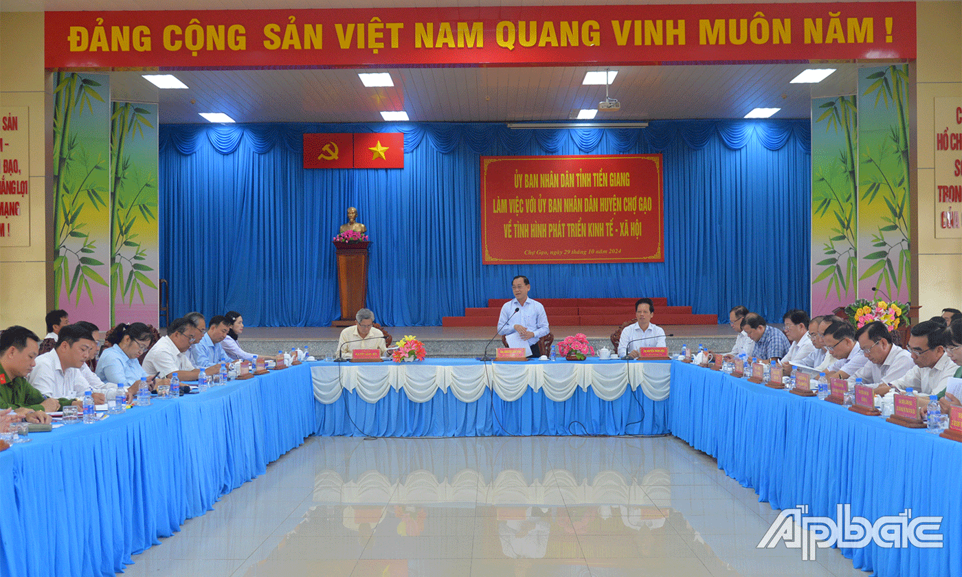 Chủ tịch UBND tỉnh Nguyễn Văn Vĩnh phát biểu tại buổi làm việc.
