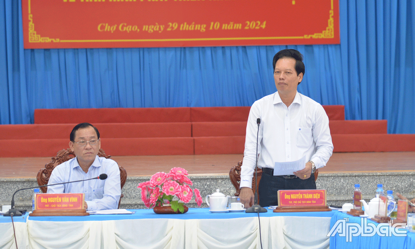 Phó Chủ tịch UBND tỉnh Nguyễn Thành Diệu phát biểu.