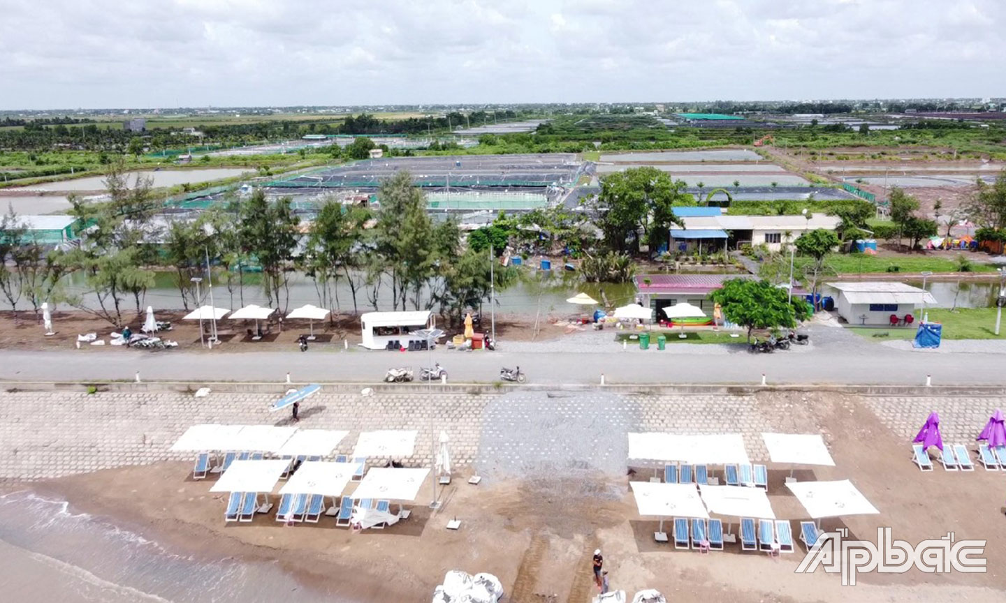 Bờ biển được cứng hóa, tạo điều kiện về cơ sở vật chất phục vụ cho hoạt động du lịch cặp tuyến đê biển.                                                                                  Ảnh: QUỐC TOÀN
