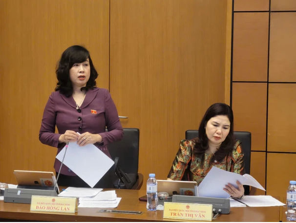Bộ trưởng Bộ Y tế Đào Hồng Lan phát biểu thảo luận tại tổ sáng 22-11. Ảnh: PHAN THẢO