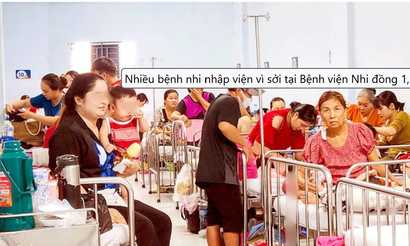 Nhiều bệnh nhi nhập viện vì sởi tại Bệnh viện Nhi đồng 1, TPHCM. Ảnh: GIAO LINH