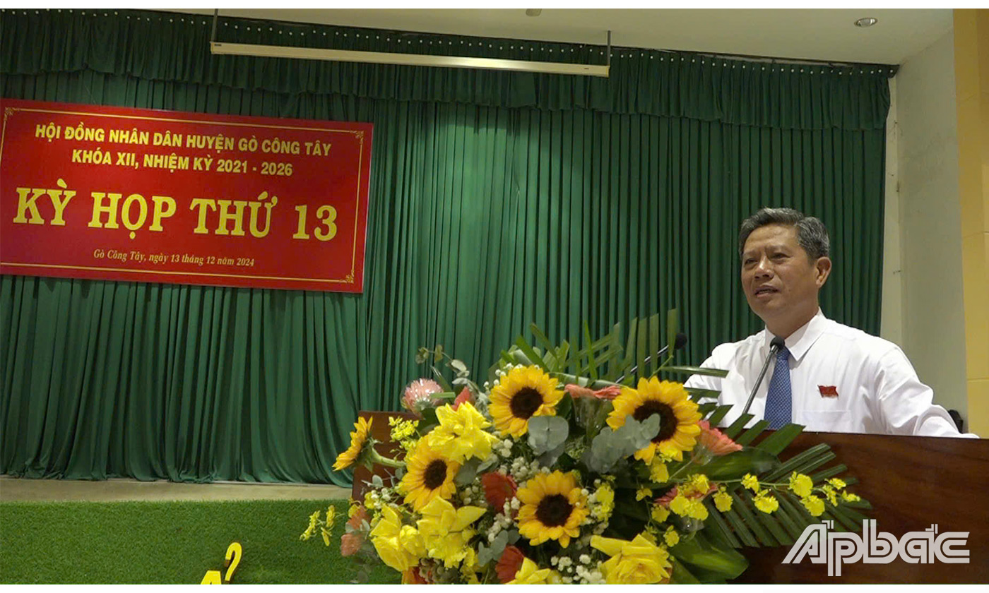 Đồng chí Huỳnh Thanh Bình, phát biểu tại kỳ họp