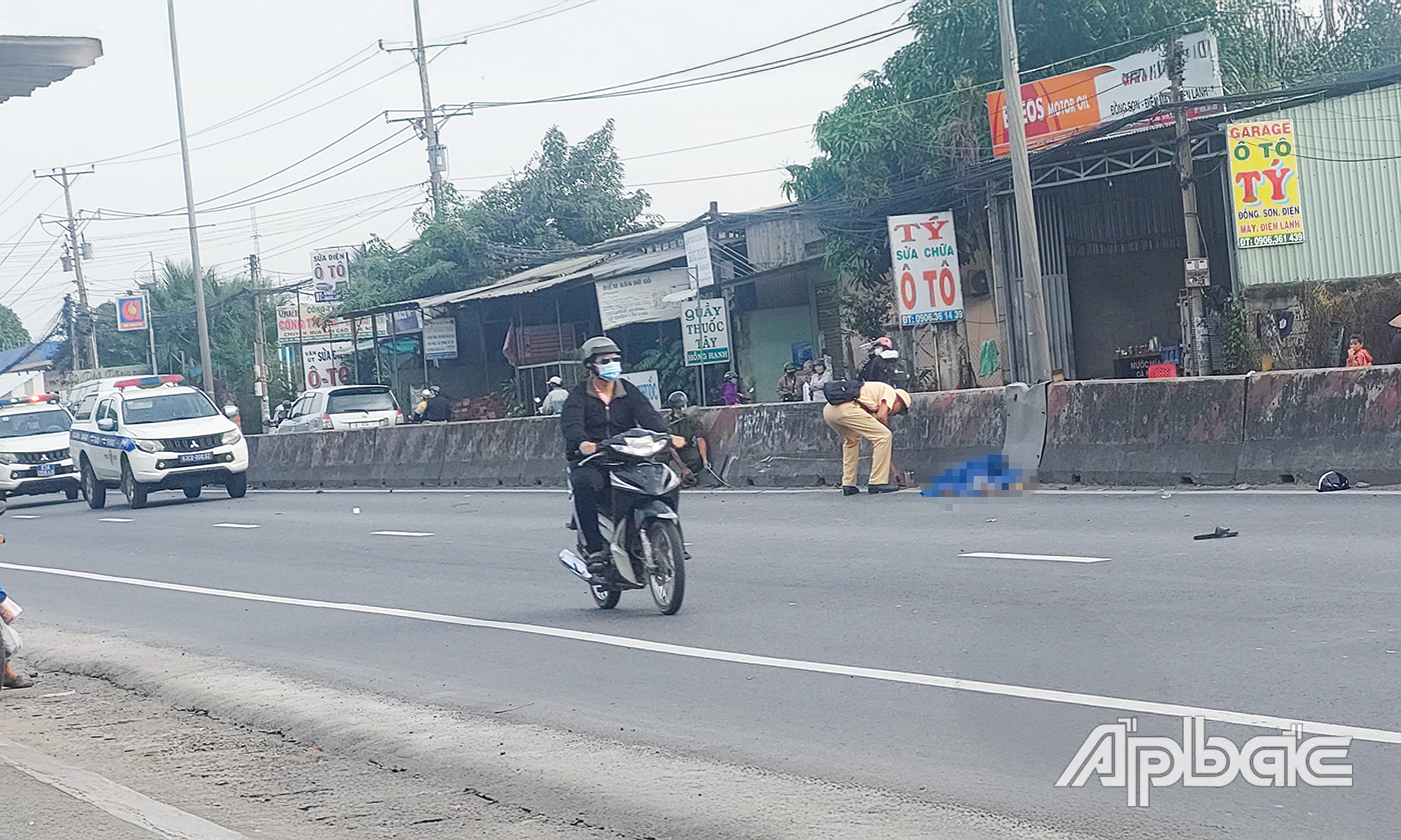 Hiện trường vụ tai nạn giao thông.