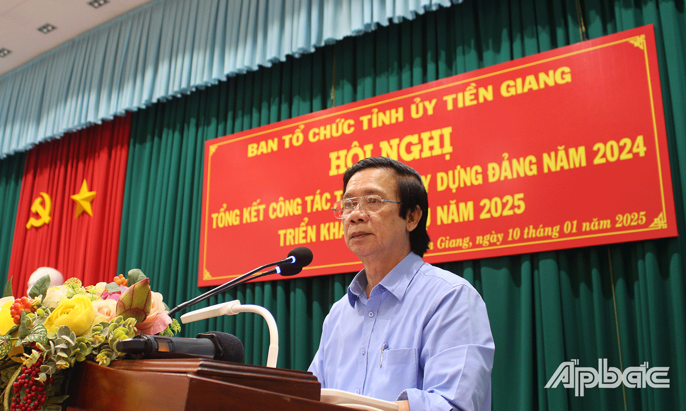 đồng chí: Nguyễn Văn Danh, Ủy viên Ban Chấp hành Trung ương Đảng, Bí thư Tỉnh ủy, Trưởng đoàn Đại biểu Quốc hội tỉnh Tiền Giang phát biểu chỉ đạo tại hội nghị.