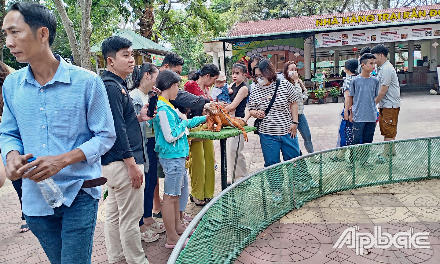 Du khách đến tham quan tại Trại rằn Đồng Tâm.